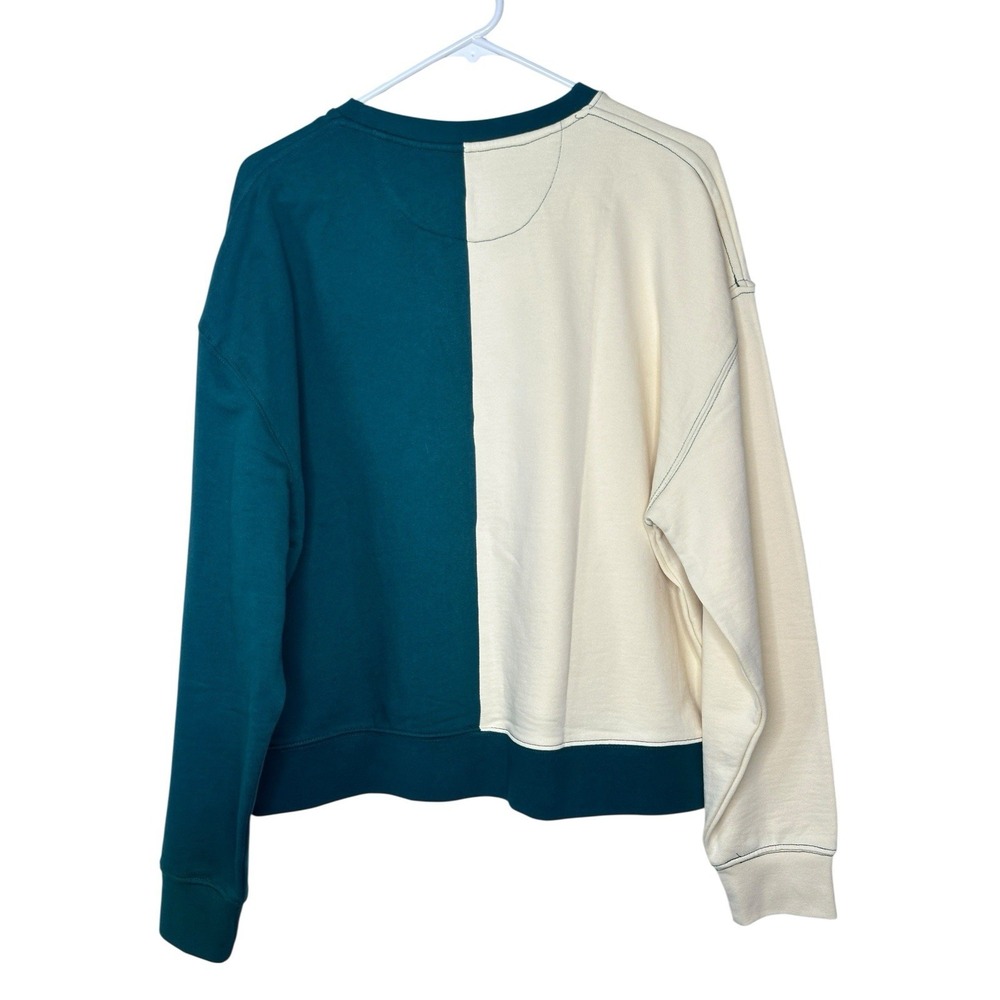 NEW Saturdays NYC Mens Sweatshirt Essex Crew Street Large L Green Ivory Mens - Picture 2 of 8